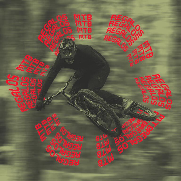 MTB rider with stylized text calling out MTB gift guide