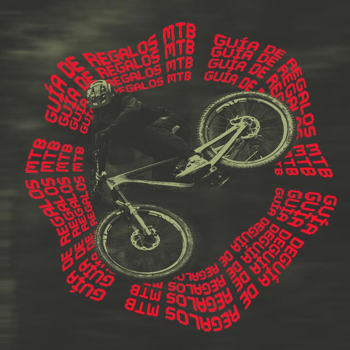 MTB rider with stylized text calling out MTB guides