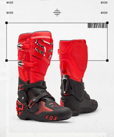 Close Up of Fox MX Boots in action on a muddy track